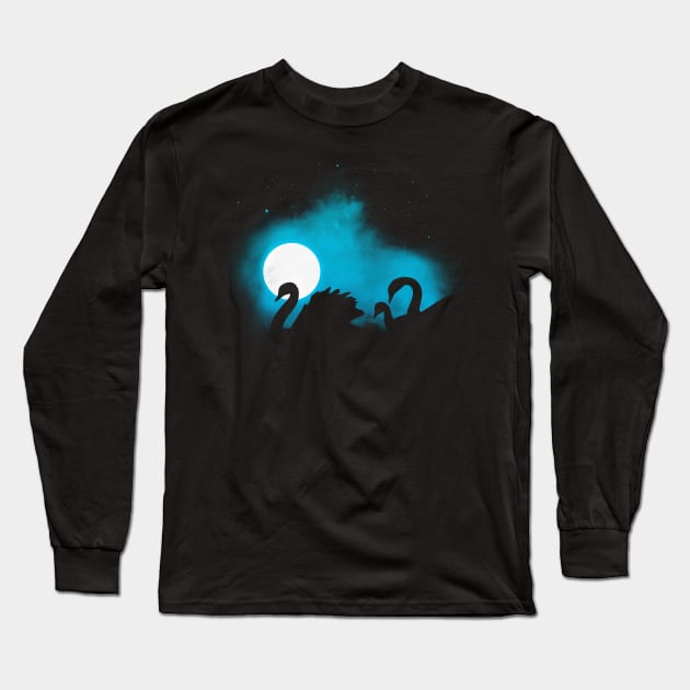 Swans in the mist Long Sleeve T-Shirt by albertocubatas